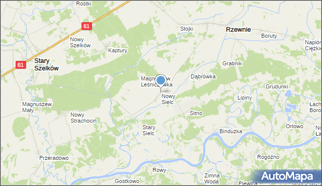 mapa Nowy Sielc, Nowy Sielc gmina Rzewnie na mapie Targeo